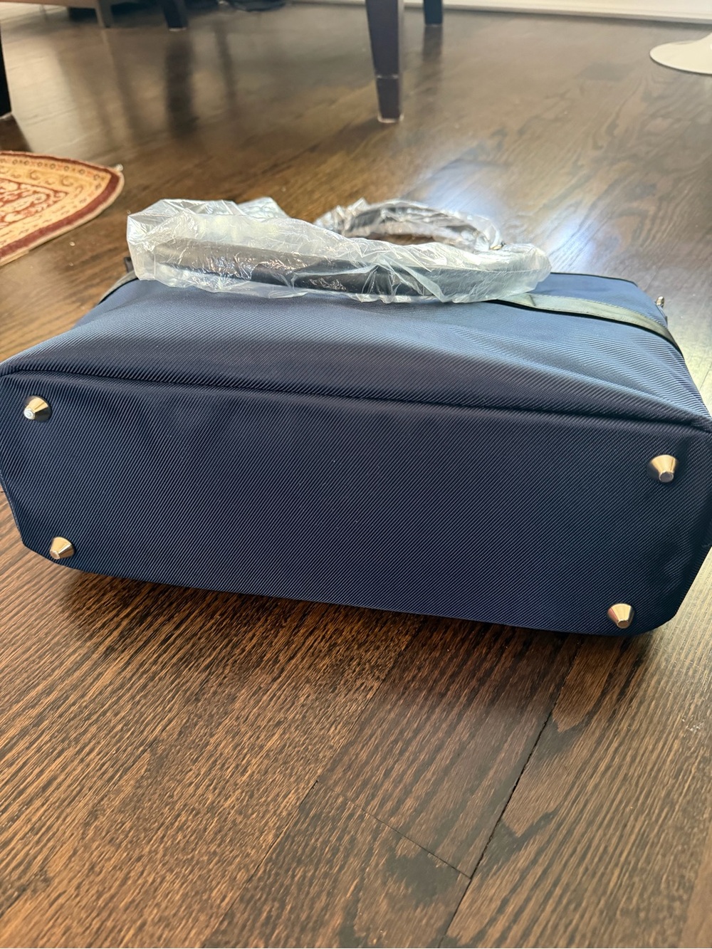 NWT Reaction Kenneth Cole Chelsea Navy Quilted Tote with Gold Trim - Picture 12 of 16